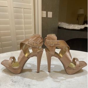 Lauren Jones Nude Satin Heels